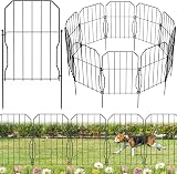 WELDUN Metal Garden Fence 310cm x 41cm 10 Pack Animal Barrier Black