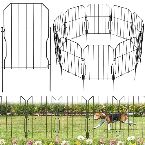 WELDUN Metal Garden Fence, Total 310CM(L) × 41CM(H), 10 Pack Dog Fencing, Decorative Fences Garden Flower Bed and Animal Barrier, for Rabbit Dog Yard Patio Outdoor Decor