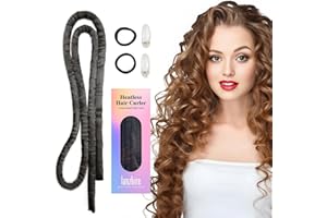 Lanzhire No Heat Overnight Curling Headband for Long and Short Hair - Thin Heatless Curlers to Sleep In (Black)