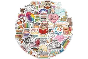 Joyppy 50 PCS Book Stickers for Kindle, Bookish Kindle Reading Stickers for Books, Water Bottles, Laptops, Book Lover Stickers Accessories Gifts for Kids Teens Adults (Style D)