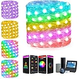 Smart String Lights Work with Alexa Google Home APP Scene Control Warm White ICRGB Color Changing 33Ft Led Fairy Lights Plug
