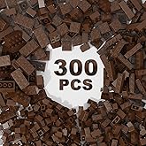 WEBRICK 300 Pcs Classic Building Bricks, Brown Bulk Bricks,Compatible with Major Brands Parts and Pieces, Creative Building Block Toys for Boys Girls Ages 6 7 8 9 10 Year Old
