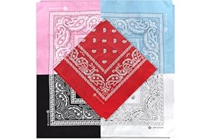 ZENO 100% Cotton & Natural Fibers Bandana Scarf - Soft, Durable, Machine Washable – Unisex for Men & Women - 5 Pack
