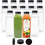 33 Pack - 16oz Empty Plastic Juice Bottles With Tamper Evident Caps, BPA Free
