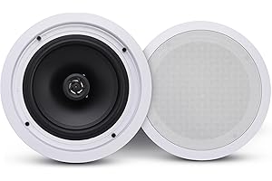 Pyle 5.25” Bluetooth Ceiling Wall Mount Speakers, Pair of 2 Way Flush Mount Midbass Woofer Speaker System, PET Dome Tweeter, 