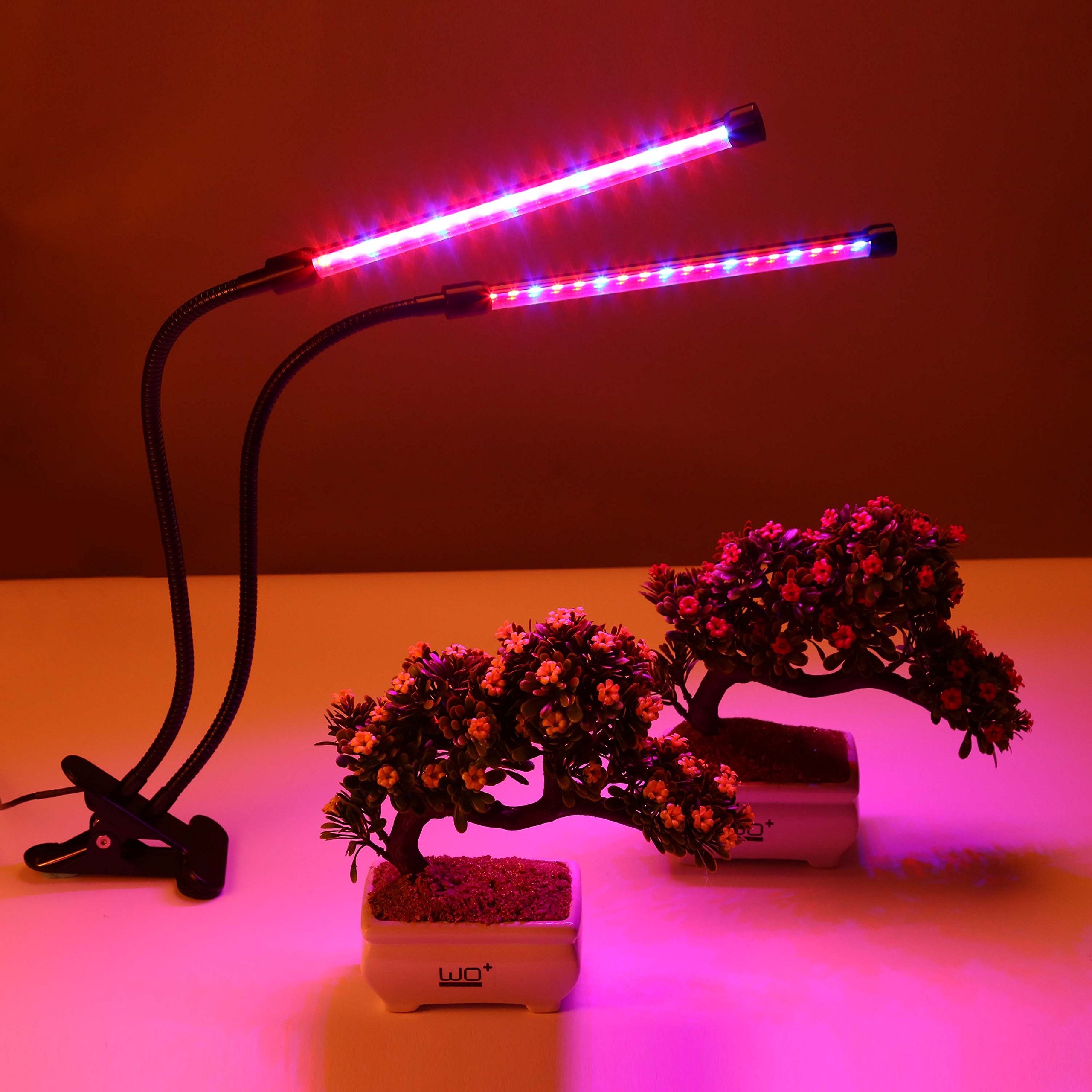 Led Grow Light Lamp for Indoor Plants Dual Head Greengarden Growing Lights Portable 18W Dimmable 360¡ã Flexible Gooseneck with Chip (18W-Black)