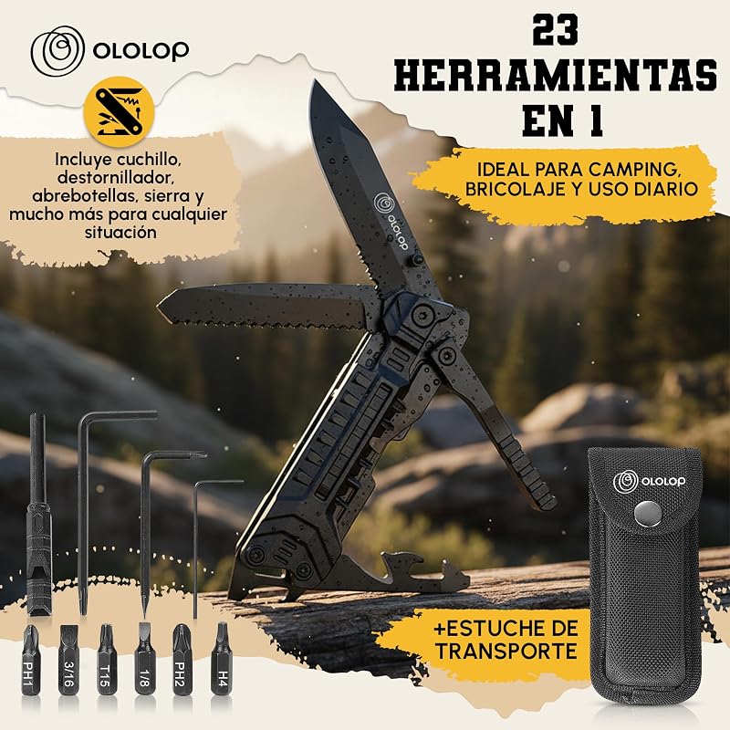 ® Navaja multiusos 23 en 1, incluye cuchillo de supervivencia