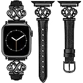 Wearlizer Slim Leather Band Compatible with Apple Watch Bands Women 38/40/41/42/44/45/46/49mm, Fancy Dressy Designer Thin Strap with Celtic Knot for iWatch Series 11 10 9 8 7 6 5 4 3 SE/Ultra 3 2 1