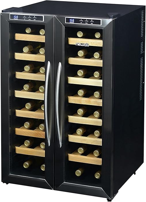 NewAir AW-321ED 32 Bottle Dual Zone Thermoelectric Wine Cooler, Stainless Steel & Black