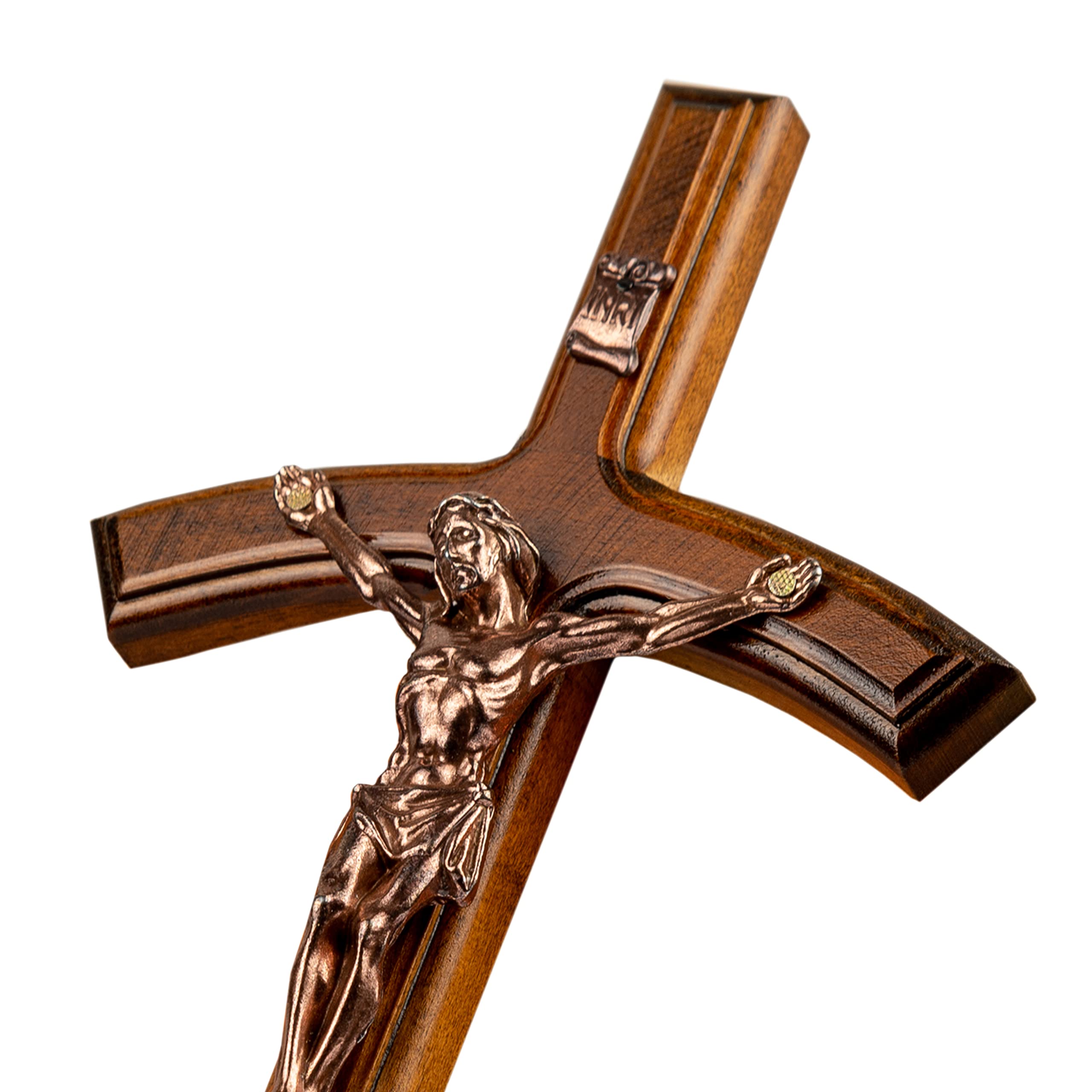 Woodvio - Handcrafted wooden wall cross, Pope's cross, Catholic crucifix