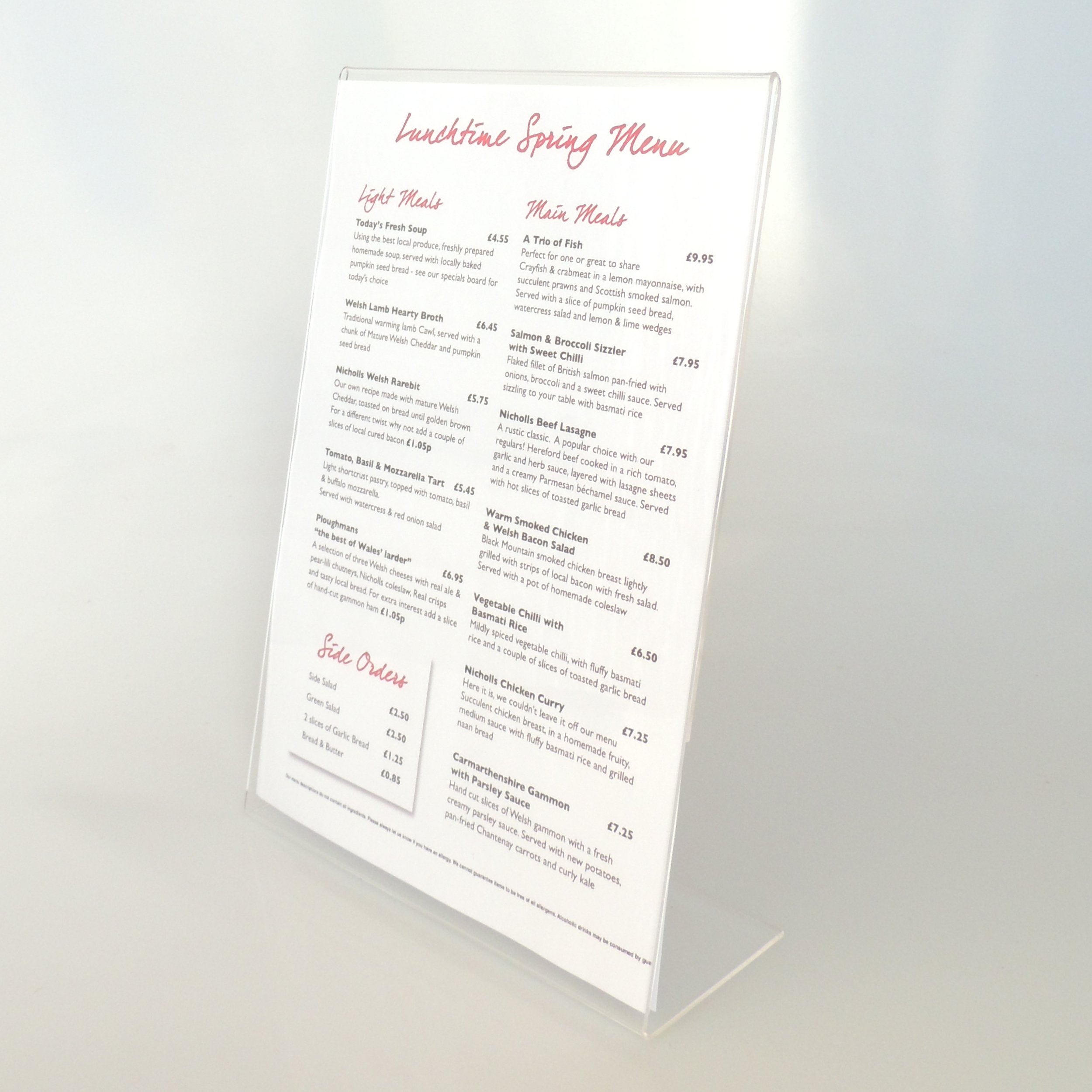 Stalwart CC445 Menu Holder Acrylic, Size: A4, Lean Back Portrait