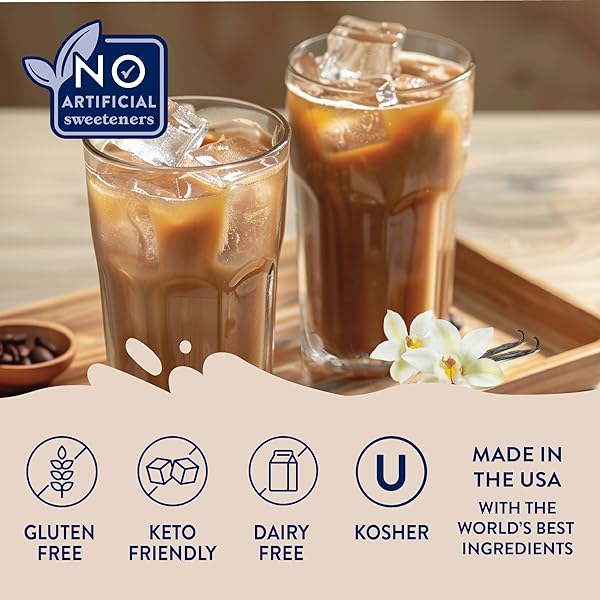 JORDAN’S SKINNY MIXES SYRUPS SUGAR FREE SYRUP, VANILLA BEAN SYRUP, 12.7 OZ, ZERO SUGAR AND ZERO CALORIE FLAVORING FOR COFFEE, PROTEIN SHAKE, COCKTAIL OR MOCKTAIL DRINKS AND MORE, NATURALLY SWEETENED LINE