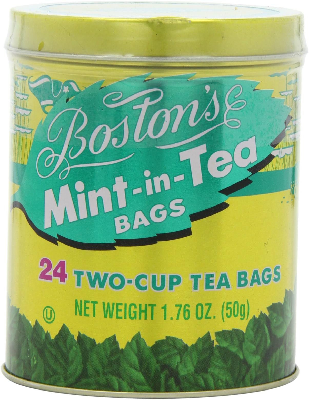 Boston Tea Boston's Original Mint-in-Tea Flavored Black Tea, 24-Count Tea Bags (Pack of 4)