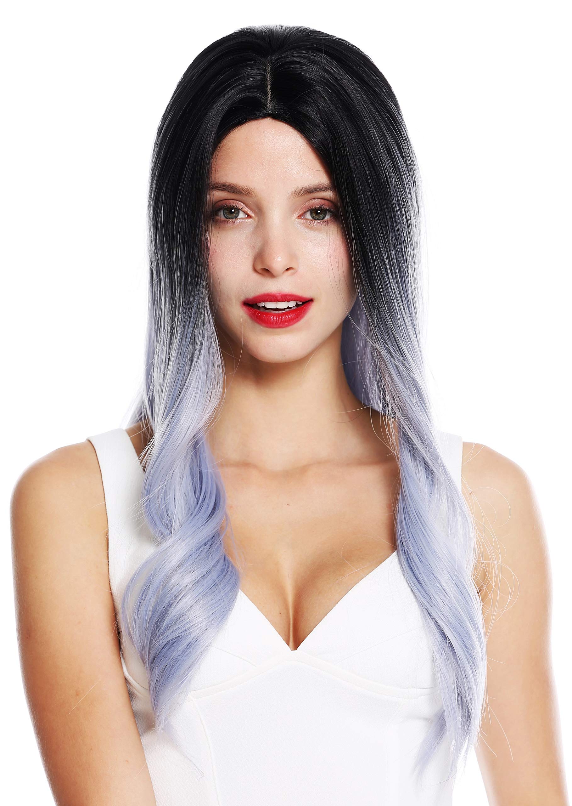 WIG ME UP - Z1851-88A/3925R women's quality wig long slightly waved middle parting ombre black blue grey highlighted