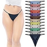 Sexy Basics Women's 12 Pack Ultra-Soft Cotton Stretch G String Bikini T-Back Thong Underwear/No Show Panties