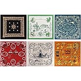 YARIEW Bandanas for Women Men 6 Pack 22"x22" Cotton Bandana Red Black White Bandana for Cowgirl Outfits Western Accessories