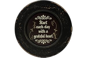CVHOMEDECO. Primitives Start with Grateful Wood Decorative Plate Display Wooden Plate Home Décor Art, 10-3/4 Inch