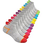 Comfoex 12 Pairs Girls Socks Ankle Athletic Socks Cotton Sports Socks With Cushioned Sole For Big Little Kids