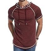 Aiyino Men's Short Sleeve Hoodie Workout Gym Sweatshirt Muscle Fit Fashion Athletic Hoodies Pullover Cotton Hooded T-Shirts