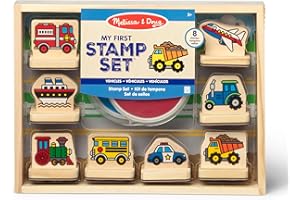 Melissa & Doug My First Wooden Stamp Set - VehiclesKids Art Projects, Stamps with Washable Ink, Vehicle Toys for Kids Ages 4+