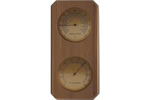 HSE Cedar Sauna Thermometer & Hygrometer - 2-in-1 Mechanical Instrument with Minimalist Design and Glass Dials (Vertical)