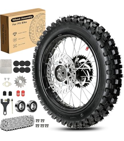 Roue Arrière Complète 10 Pouces Pour Moto Tout-terrain - Pneu 80/100-10, Essieu 12mm, Disque 190mm