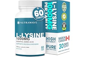 Nutra Wave L-Lysine 1000mg – Essential Amino Acid Lysine Supplements for Immune Support, Collagen Synthesis & Cold Sore Care 