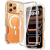Diaclara Magnetic Designed for iPhone 17 Pro Case Full Body Bumper,[Compatible with MagSafe] Military Drop Proof Cover with Built-in Touch Sensitive Anti-Scratch Screen Protector, Clear Glitter