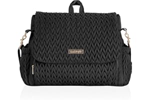 HANNAH&SOPHIA Hannah & Sophia Belle Convertible Baby Diaper Backpack & Bag in Black, Large Size, Dual Sided Water Resistant Changing Mat Included, Detachable Shoulder Straps, Easy To Use