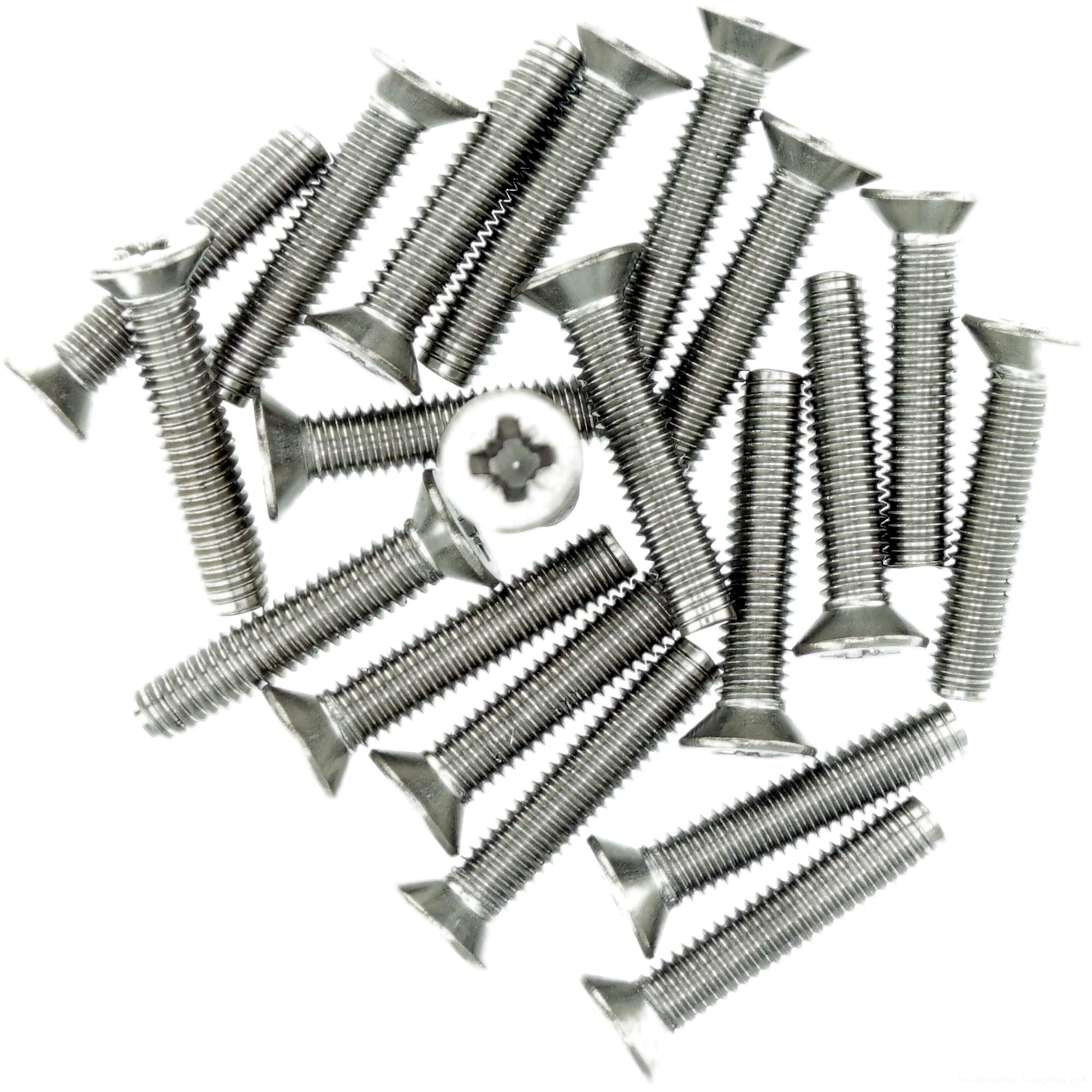 M6 (6mm x 12mm) Pozi Countersunk Thread Rolling Screw - Stainless Steel (A2) (Pack of 20)