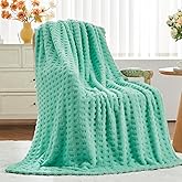 NEWCOSPLAY Super Soft Throw Blanket Aqua Premium Silky Flannel Fleece 3D Waffle Checkered Lightweight Bed Blanket All Season Use (Aqua, Throw(50"x70"))