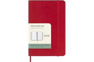 Moleskine Classic 12 Month 2026 Weekly Planner, Soft Cover, Pocket (3.5" x 5.5"), Scarlet Red, 144 pages