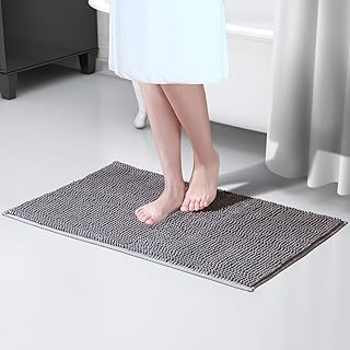 Lifewit rutschfeste Badematte 50x80cm Badteppich aus Mikrofaser Chenille Teppich für Badezimmer Grau