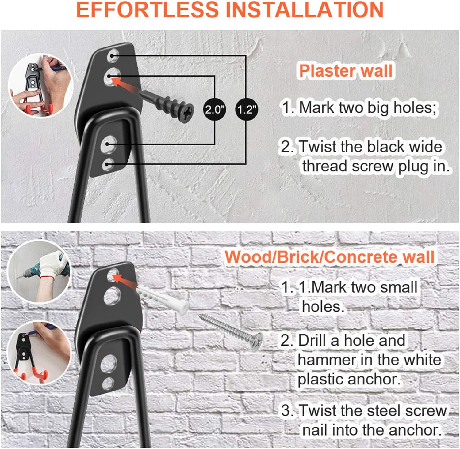 Garage Hooks, 12 Pack Heavy Duty Garage Storage Hooks Steel Tool Hangers for Garage Wall Mount Utility Hooks and Hangers with Anti-Slip Coating for Garden Tools, Ladders, Bikes, Bulky Items - - 