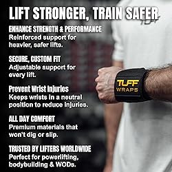 TuffWraps 16" Wrist Straps for Gym - No Thumb Loops