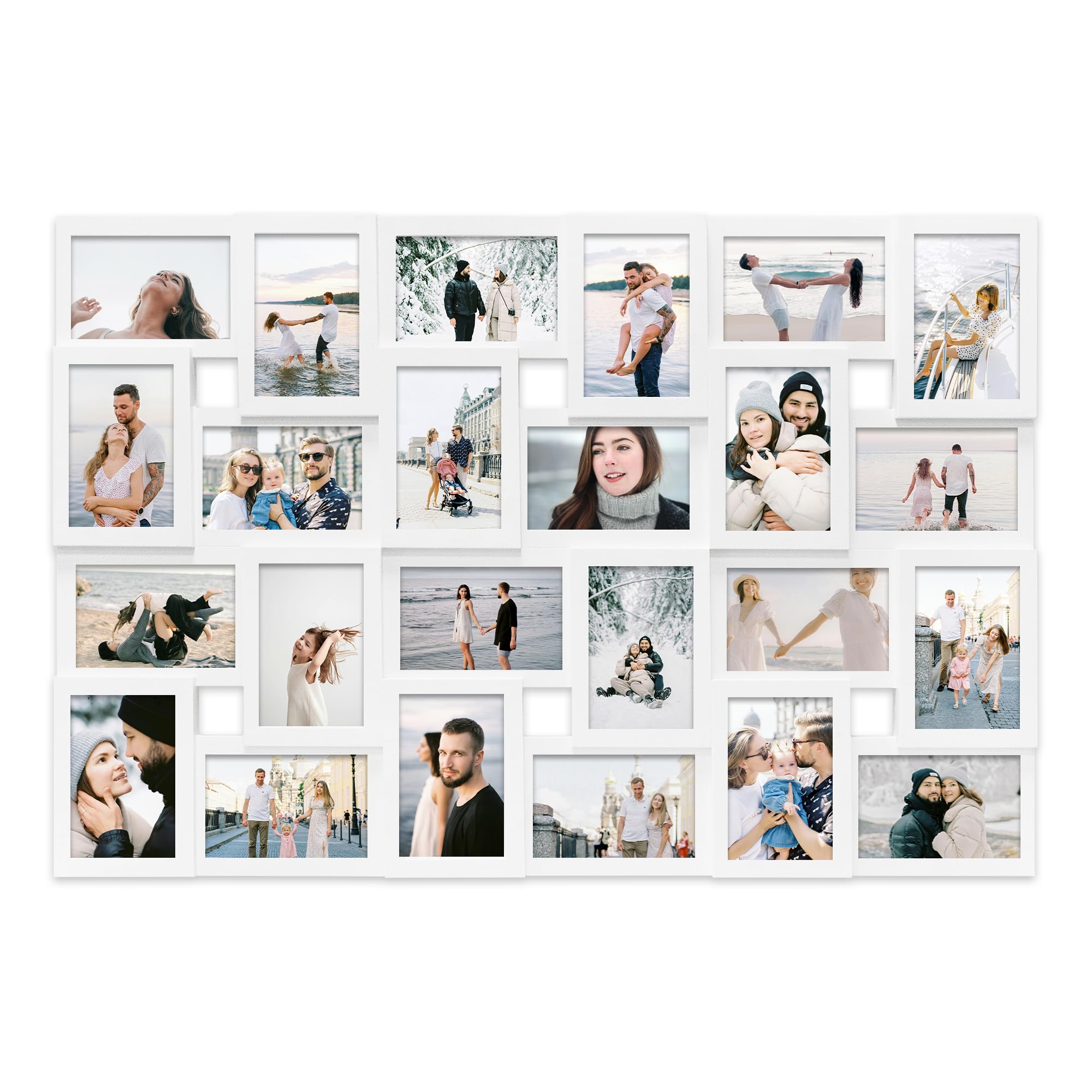 Photo 1 of Jerry & Maggie 4×6 collage frame 24 pictures, picture frames collage wall decor, 24 slot picture frame Wall Hanging For 6×4 Photo, White