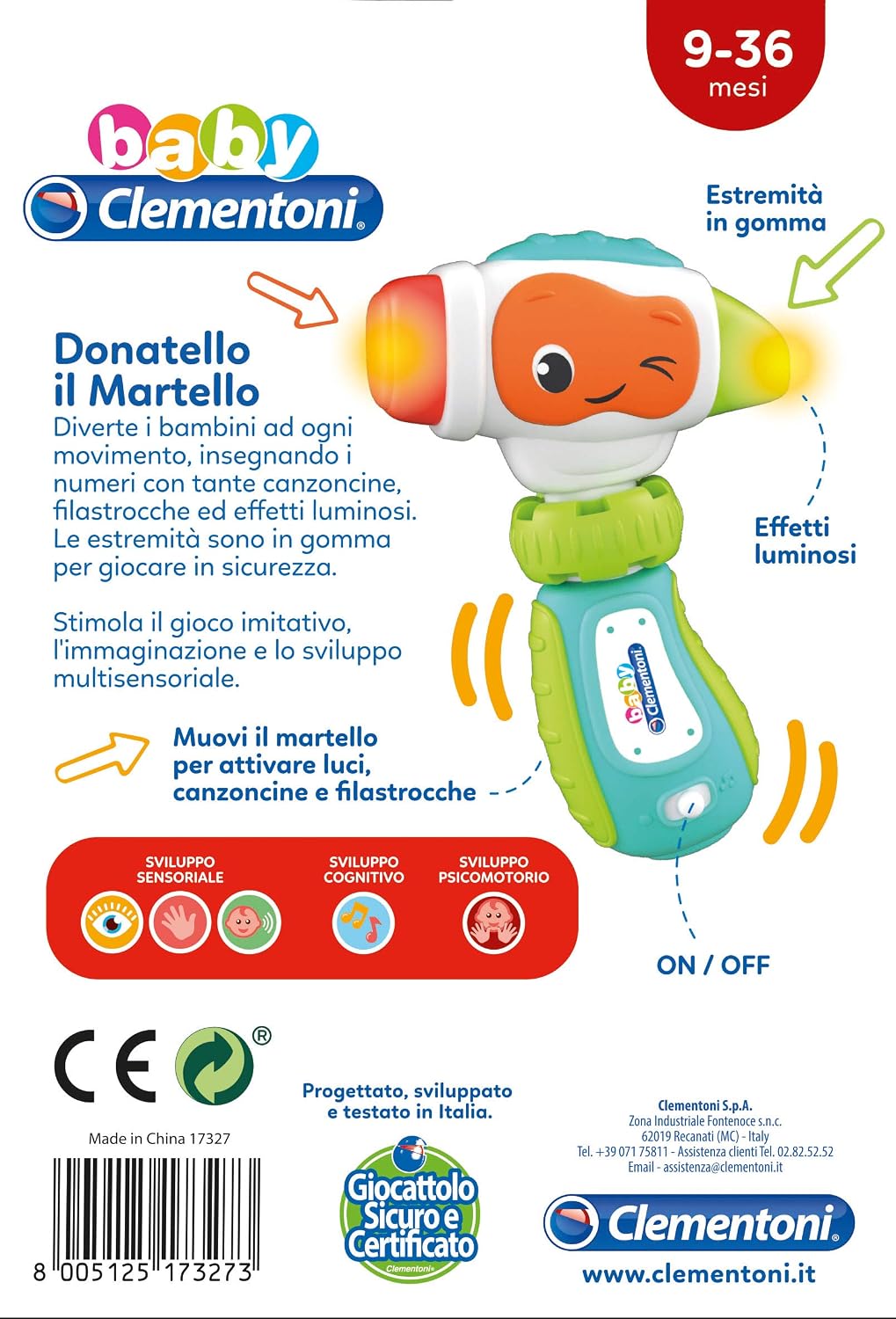 Baby Clementoni, 17327, Donatello Il Martello, Early Childhood Game, Talking Electronic Toy (Batteries Included) - Image 4