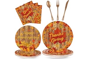 Yaomiao 150 Pcs Thanksgiving Party Supplies Fall Maple Leaf Paper Plates and Napkins Disposable Birthday Party Tableware Serve 25 Guest for Autumn Harvest Festival Holiday Table Decorations