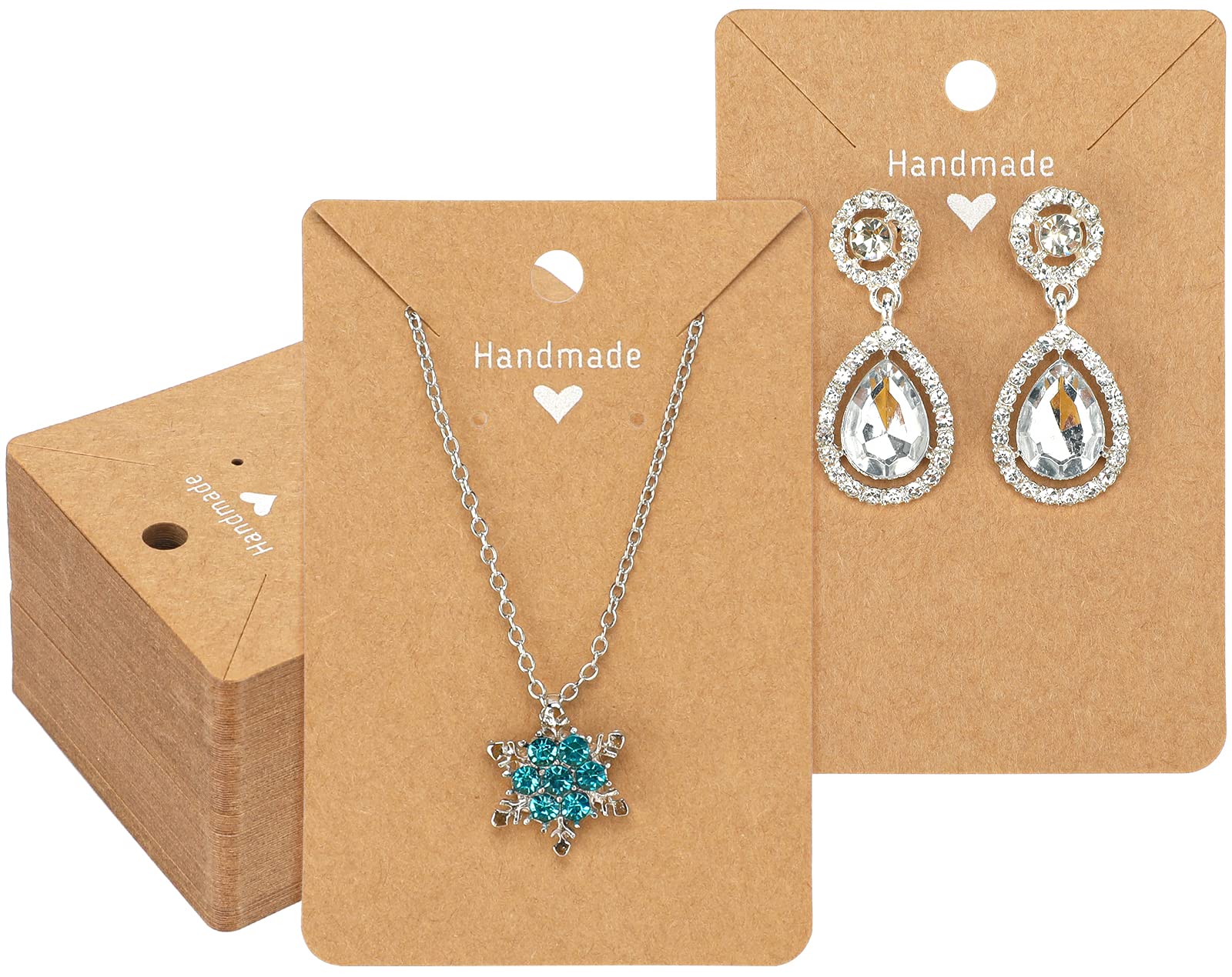 G2PLUS 200 PCS Necklace Display Cards - 9x6 CM Earring Card Holder - Handmade Kraft Earring Cards for Jewelry Making Storage & Disply