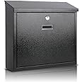 xydled Mail Boxes with Key Lock,Locking Mailbox Wall Mounted,Security Mailbox with Lock and Key,Large Capacity,Steel Cover Metal Postbox for House,14.2X 4X 12.6 Inch, Black