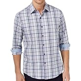Tasso Elba Plaid Textured Mens Small Button Down Shirt Blue S
