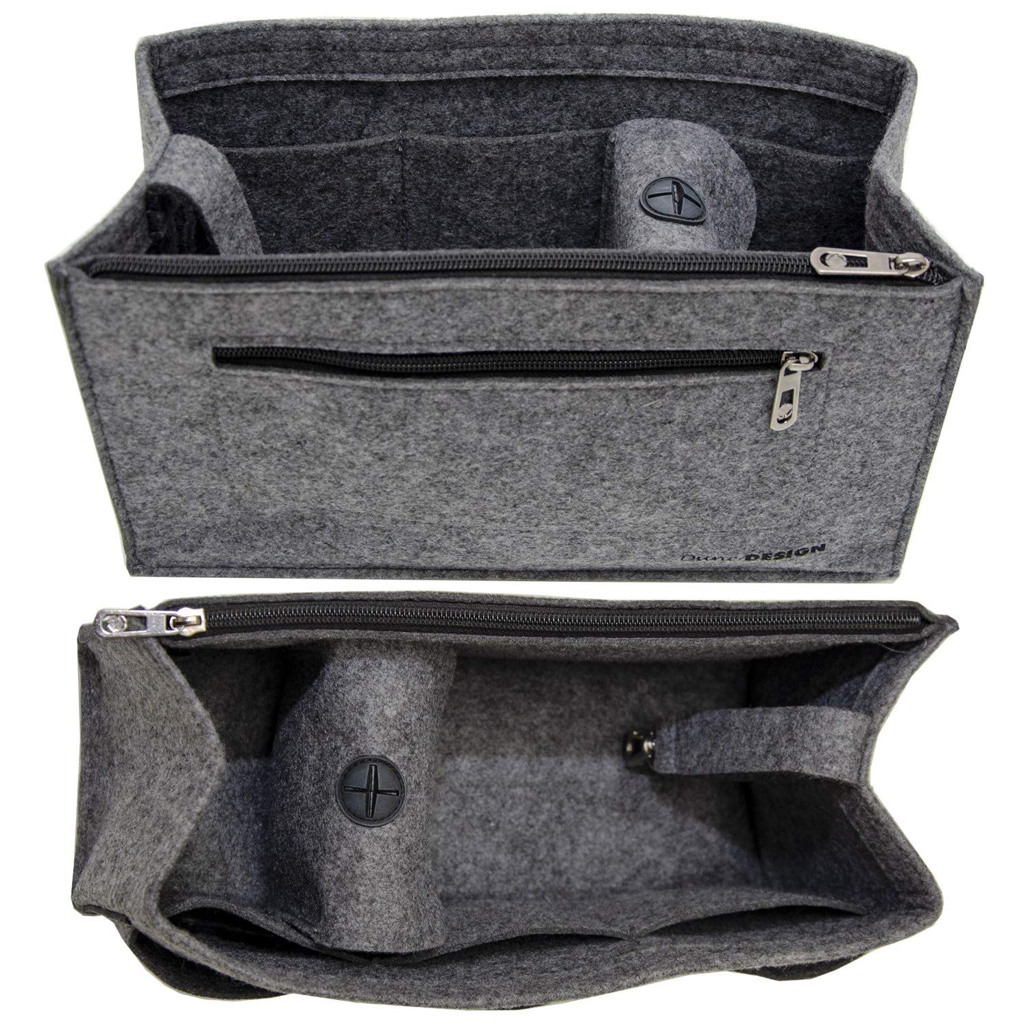 DuneDesign Felt Handbag Organiser 36x12x22cm Felt Bag Insert XL Inner Pocket Grey