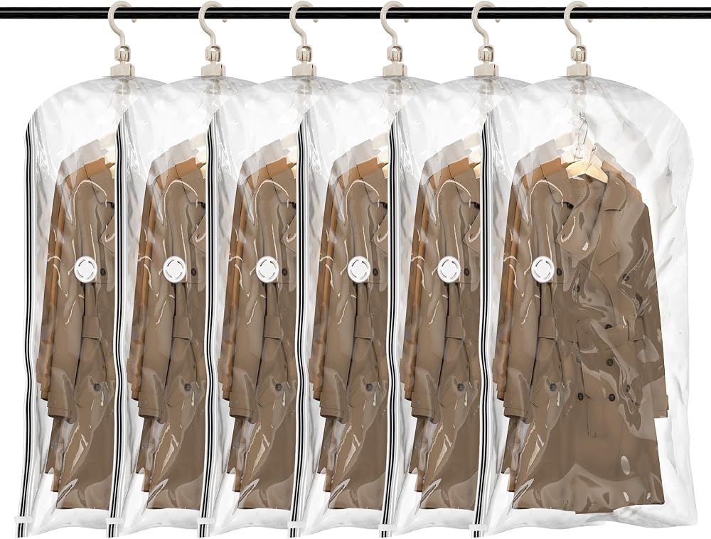 TAILI Hanging Vacuum Storage Bags 6 Jumbo 135x70x38 cm Wardrobe Organizer