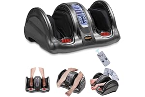 H&B Luxuries Shiatsu Foot Massager Machine with Remote Controller, Kneading and Rolling Home Massagers for Feet, Ankle, Calf, Leg, Gift for Men, Women, Father, Mom Parents and The Elderly, Gray