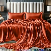 Amazon.com: DECOLURE Satin Bed Sheets - 4 Piece Luxury Silky Queen ...