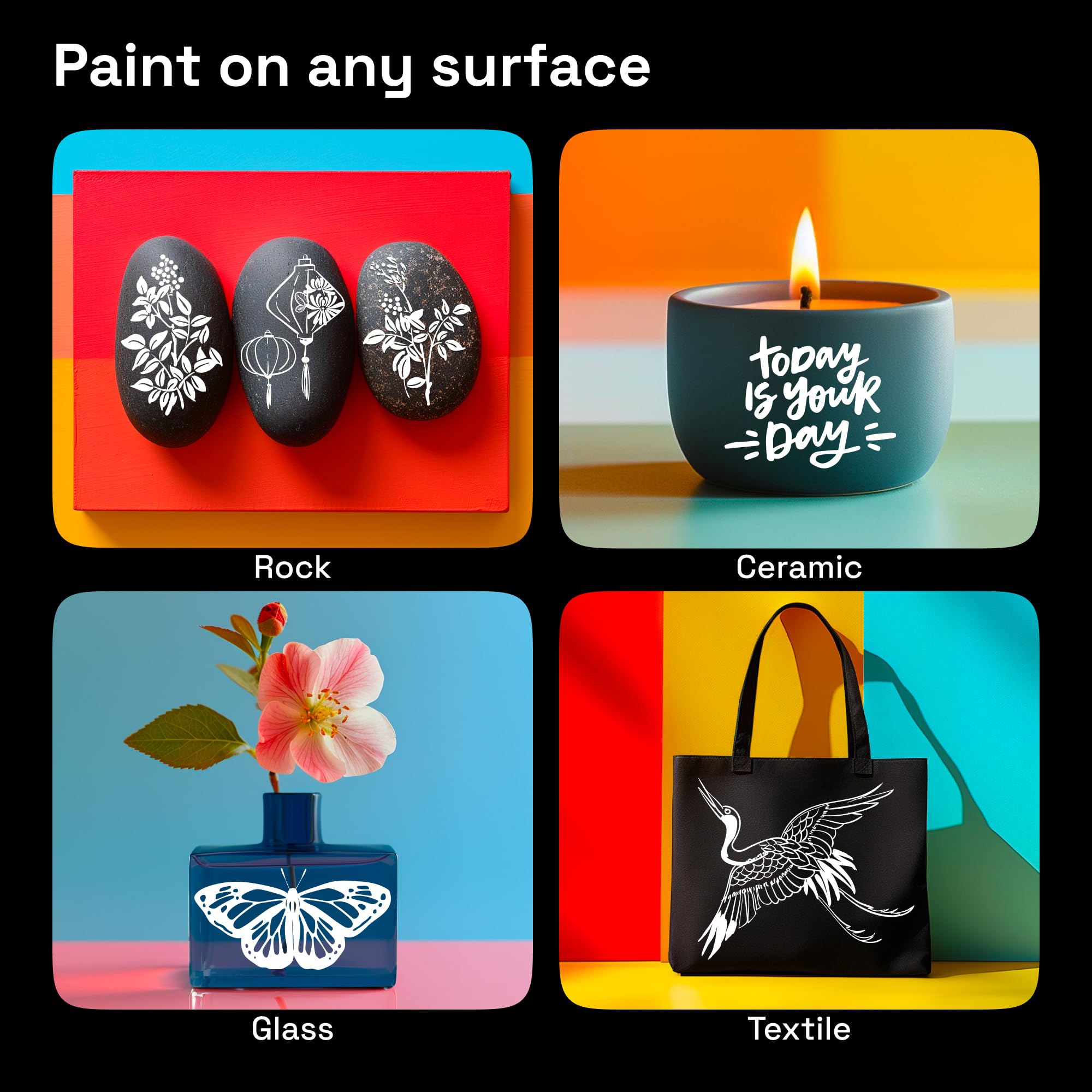 ARTISTRO 2 White Dual-Tip Acrylic Paint Pens - Multisurface Markers for Glass, Rock, Fabric, Wood, Plastic & More - 1 mm Fine & Brush Tips