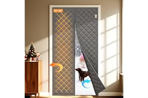YOTACHE Magnetic Thermal Insulated Curtain for 36"x82" Doors, Curtain Size 38"x84", All-Season Draft Stopper with 300D Oxford Fabric & Cotton Fill, Thermal Door Cover for Winter & Summer