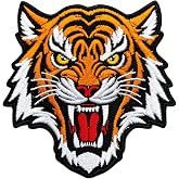Roaring Tiger Head Iron on Embroidered Applique Patch BG-018 | Iron On Application, Embroidered Design
