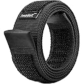 Loopbelt Black No-Scratch Web Belt with Rubber Coated Tips and Advanced Hook & Loop Fasteners