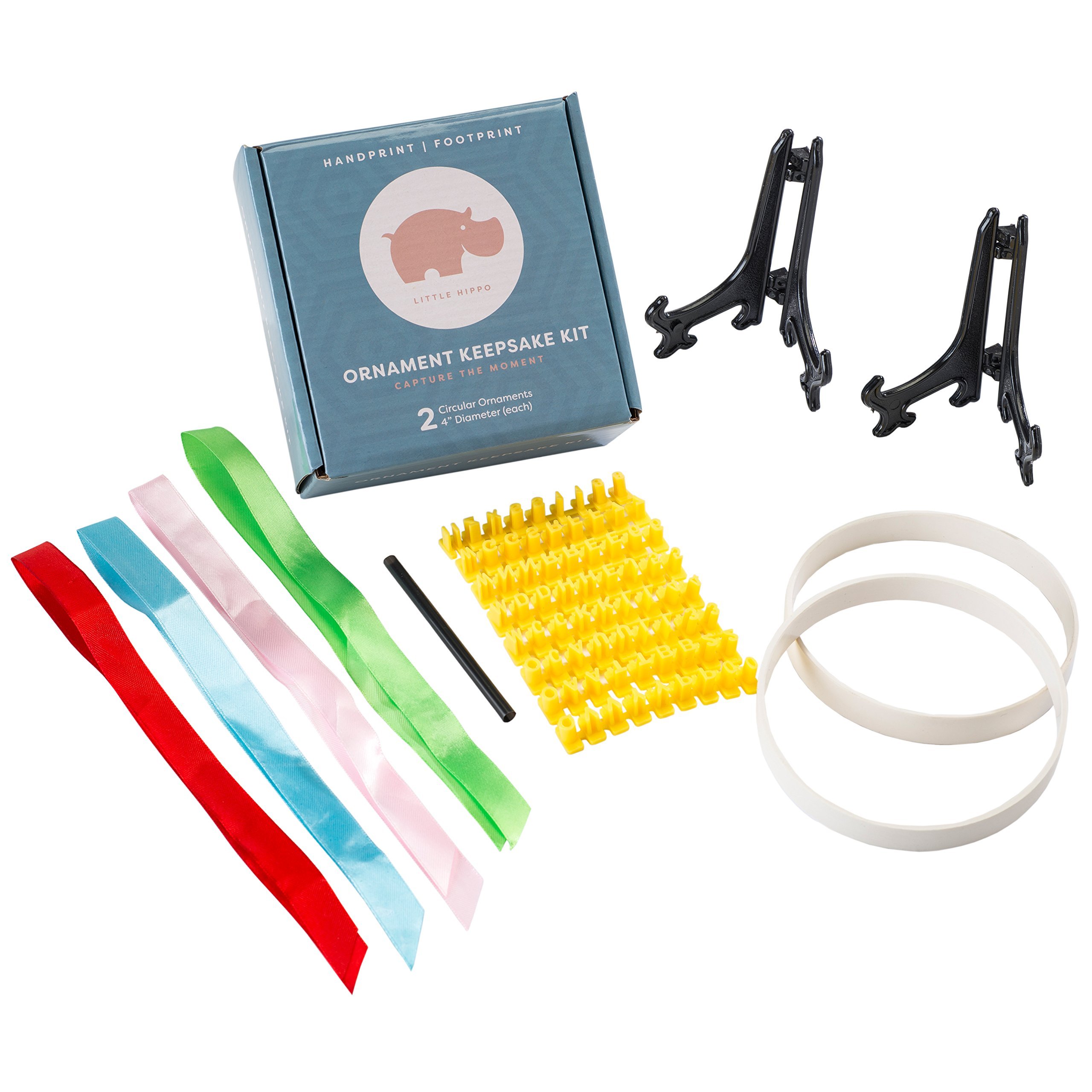 Little Hippo Premium Ornament Keepsake Kit, Baby Handprint kit And